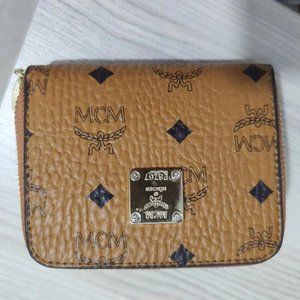 MCM Mini Zip Card Wallet In Leather